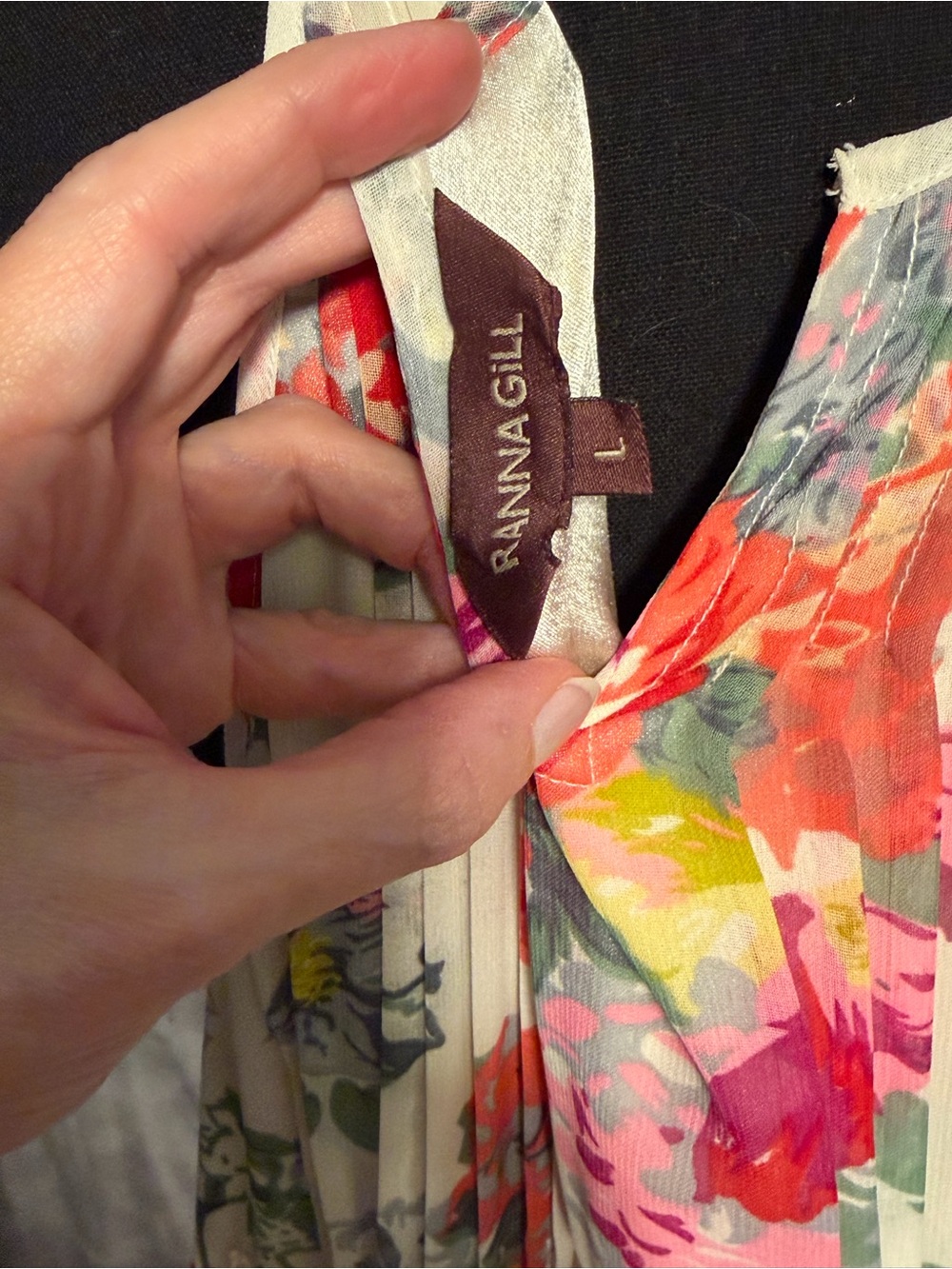 Ranna Gill White Midi Dress with Multicolor Floral Print and Crochet Trim - Picture 3 of 8